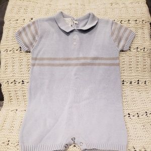 Boys size 6-9 month blue romper.